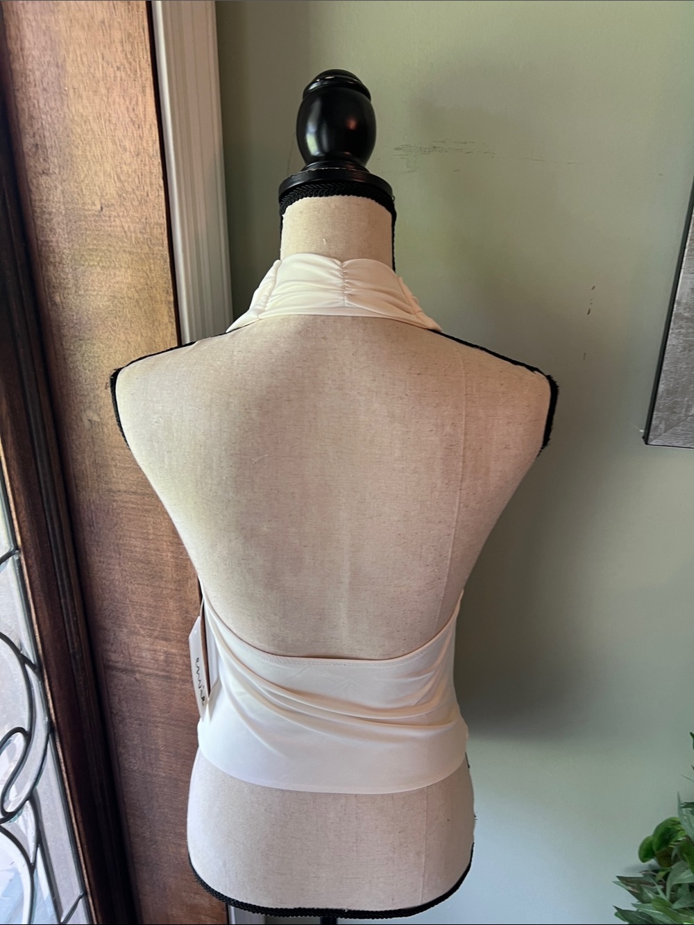 Cream Draped Halter Cowl Neck Top - Picture 5 of 8